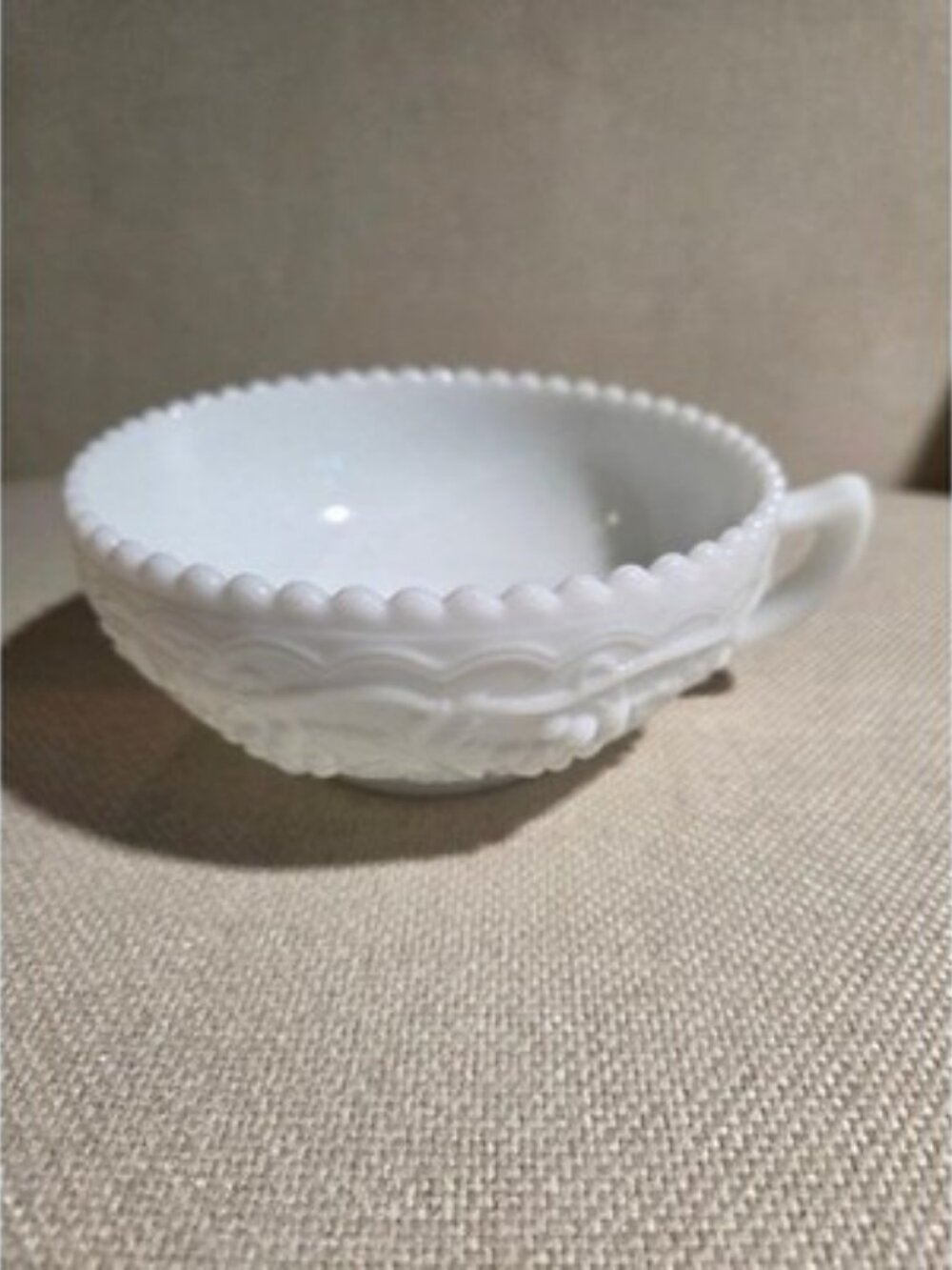 Vintage Imperial Glass Milk Glass 5 inch cream soup bowl grapevine pattern